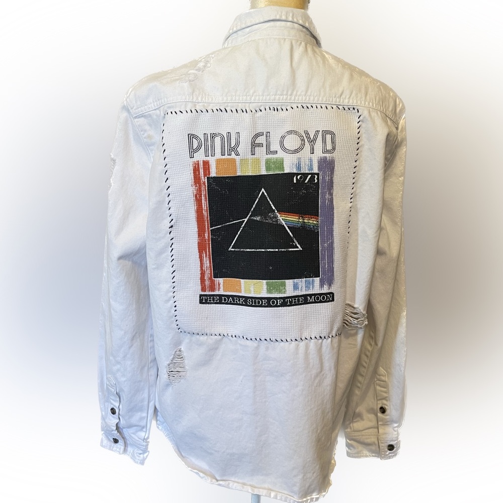Pink Floyd white Jean button down